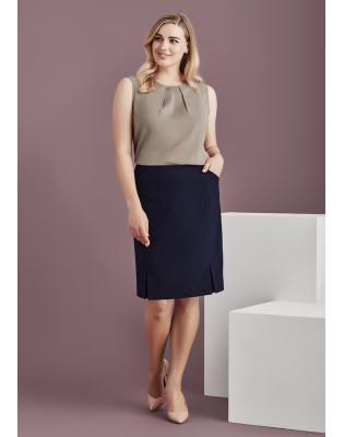 Womens Front Pleat Detail Straight Skirt