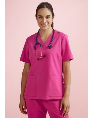 Womens Pink V-Neck Scrub Top