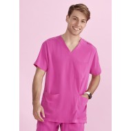 Unisex Pink V-Neck Scrub Top