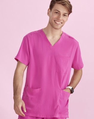 Unisex Pink V-Neck Scrub Top