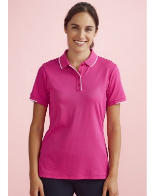 Womens Pink Short Sleeve Polo