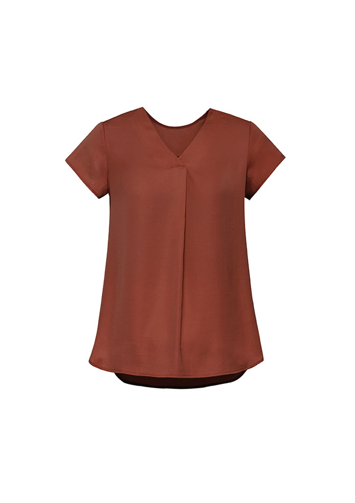 Womens Kayla V-neck Pleat Blouse