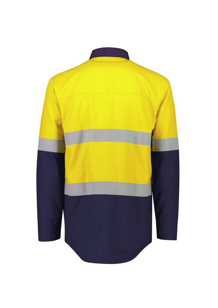 Mens Orange Flame Lightweight Ripstop Spliced Shirt - Hoop Taped