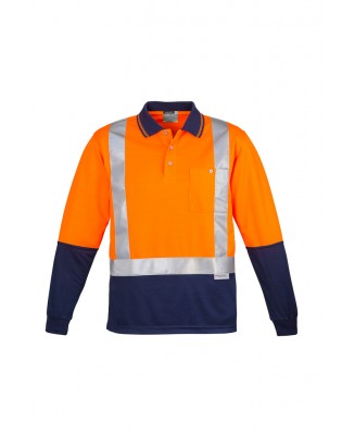 Mens Hi Vis Spliced Polo - Long Sleeve Shoulder Taped