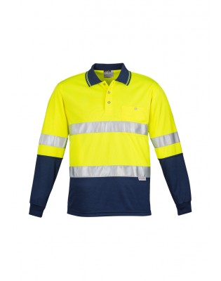 Mens Hi Vis Spliced Polo - Long Sleeve Hoop Taped