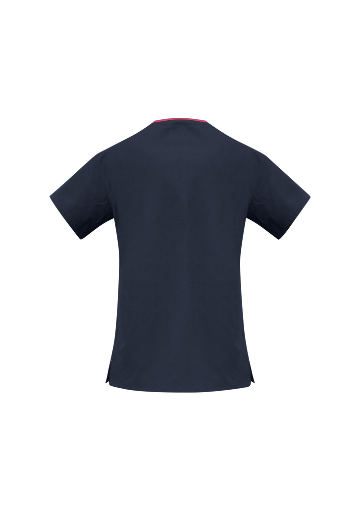Ladies Contrast Crossover Scrubs Top