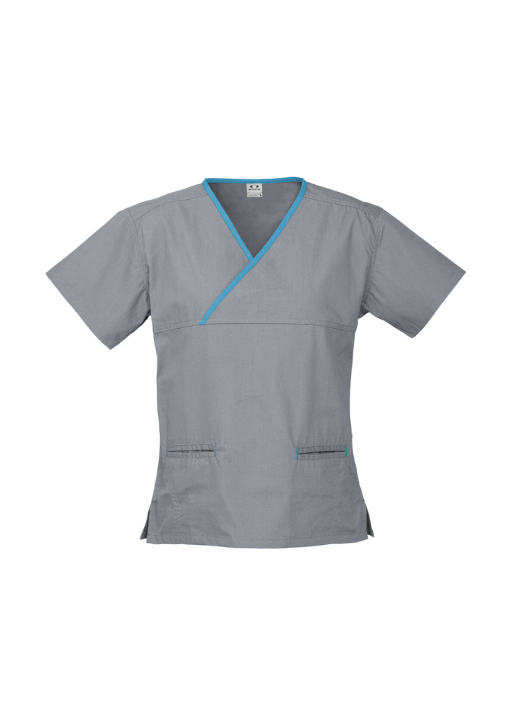 Ladies Contrast Crossover Scrubs Top