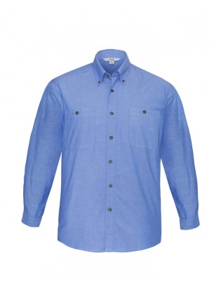 Mens Wrinkle Free Chambray Long Sleeve Shirt