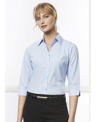 Ladies Micro Check 3/4 Sleeve Shirt