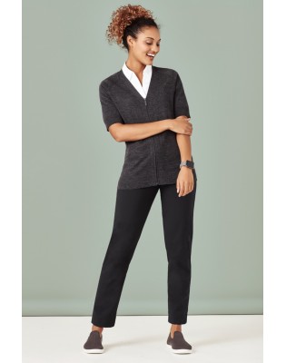 Womens Zip Front Short Sleeve Knit