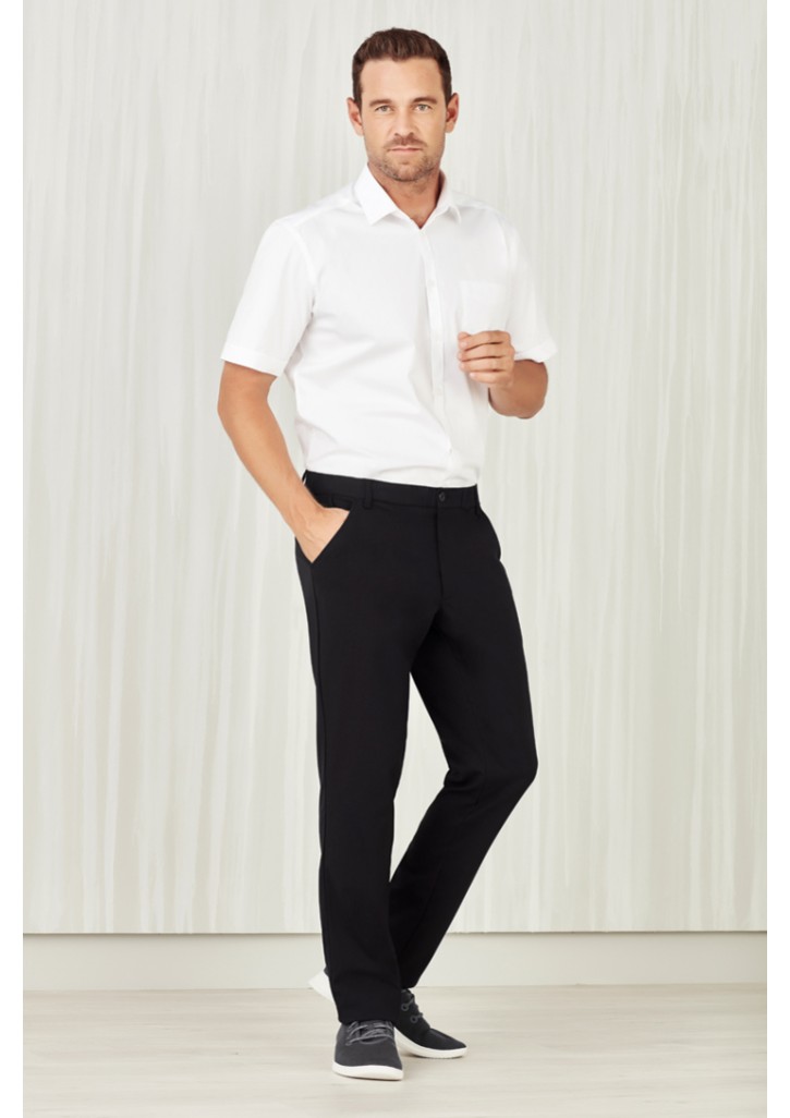 Mens Comfort Waist Flat Front Pant