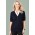 Womens Zip Front Short Sleeve Knit - Navy