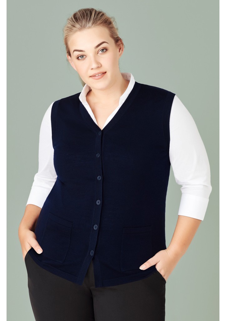 Womens Button Front Knit Vest