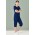Womens Avery Tailored Fit Round Neck Scrub Top - Navy