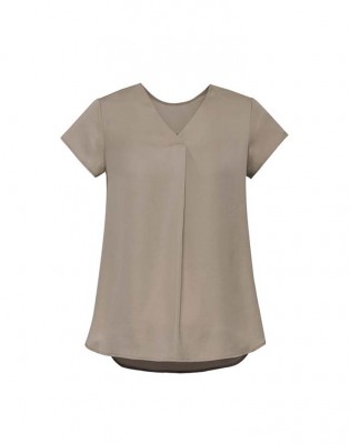 Womens Kayla V-neck Pleat Blouse