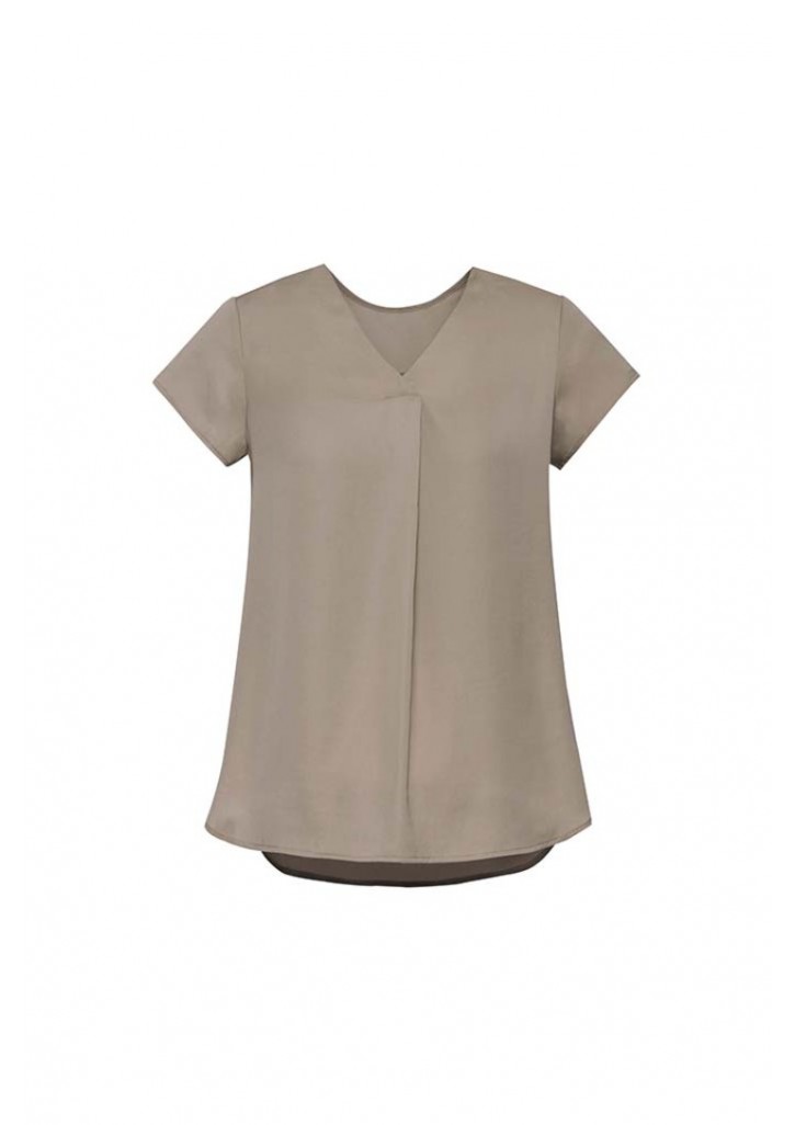 Womens Kayla V-neck Pleat Blouse
