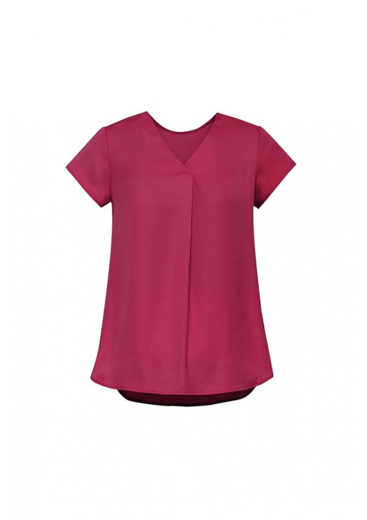 Womens Kayla V-neck Pleat Blouse