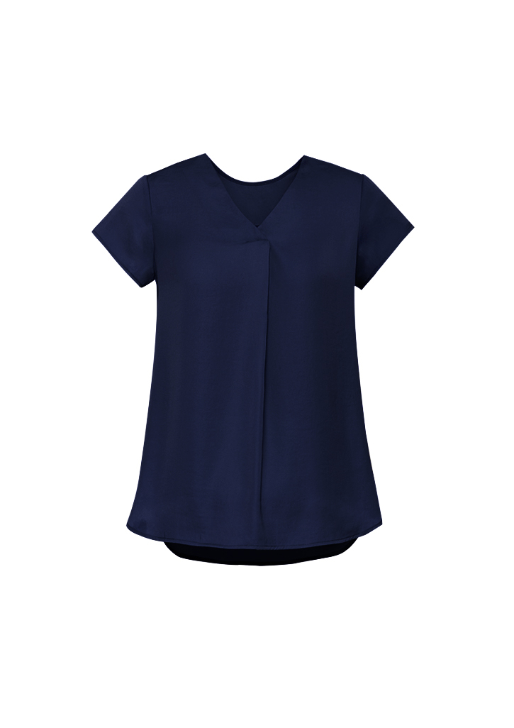 Womens Kayla V-neck Pleat Blouse