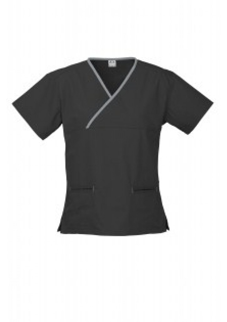 Ladies Contrast Crossover Scrubs Top