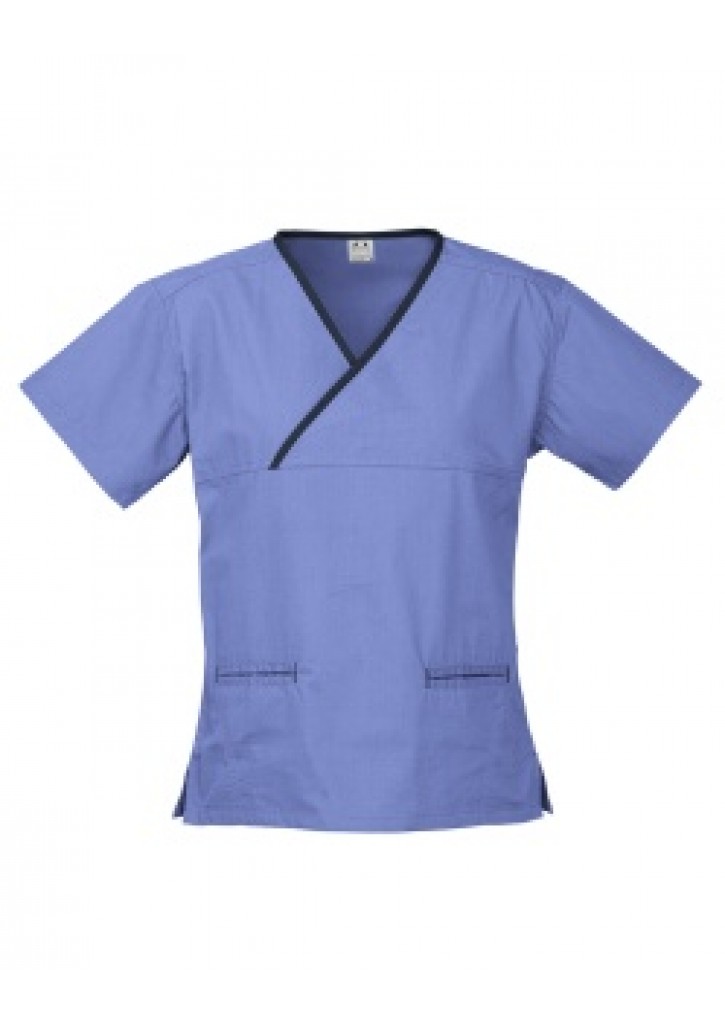 Ladies Contrast Crossover Scrubs Top