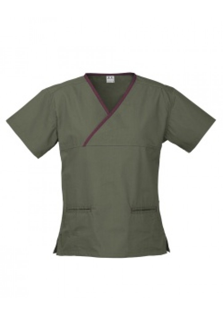 Ladies Contrast Crossover Scrubs Top