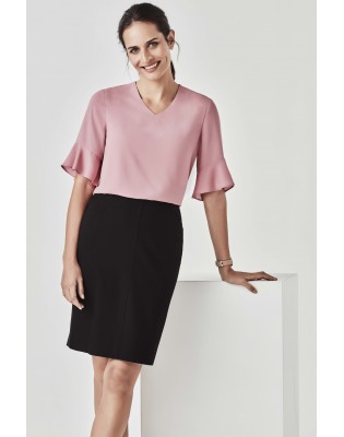 Womens Aria Fluted Sleeve Blouse