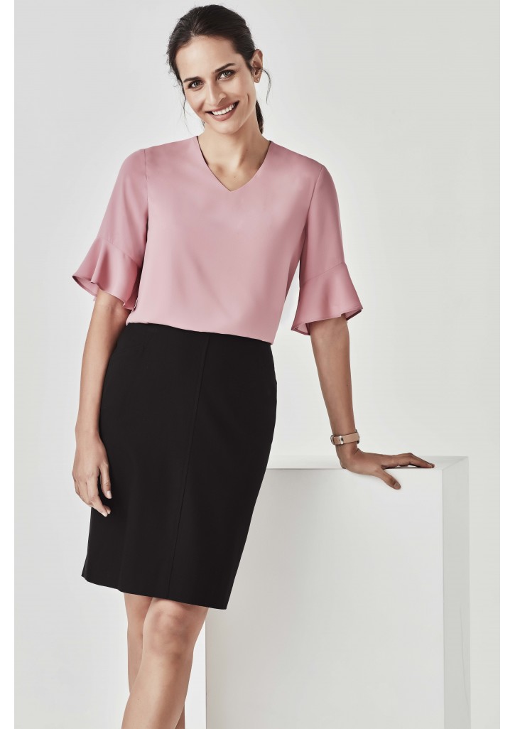 Womens Aria Fluted Sleeve Blouse