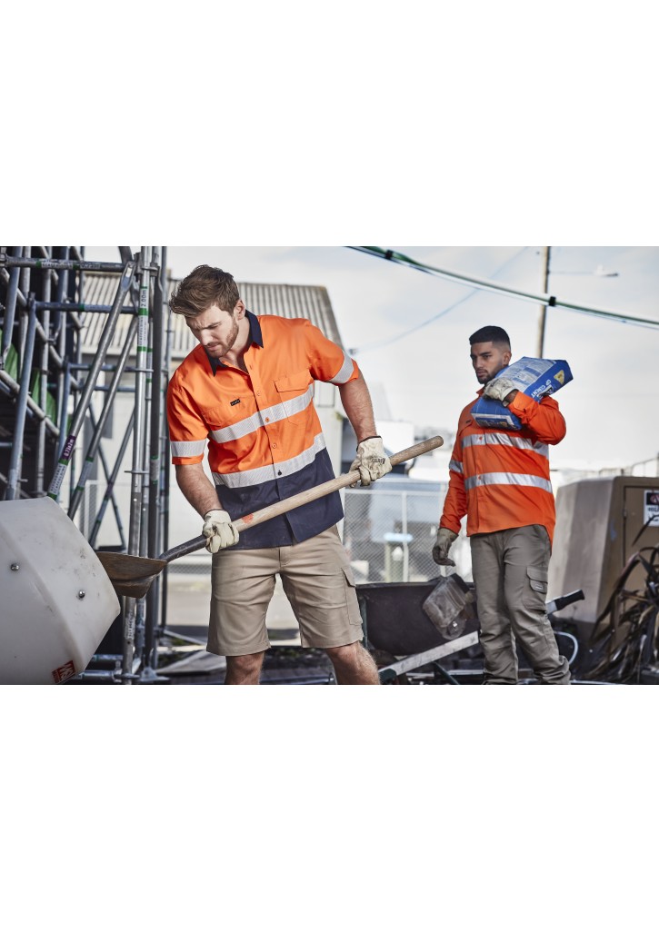 Mens Rugged Cooling Taped Hi Vis Spliced S/S Shirt