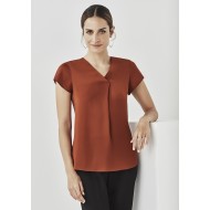 Womens Kayla V-neck Pleat Blouse