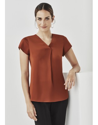 Womens Kayla V-neck Pleat Blouse